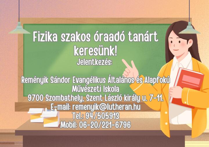 Fizika szakos raad pedaggust keresnk!