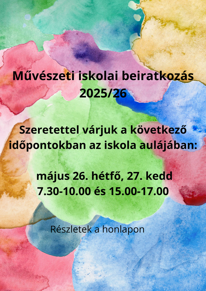 Művészeti iskola beiratkozás 2025/2026-os tanévre

