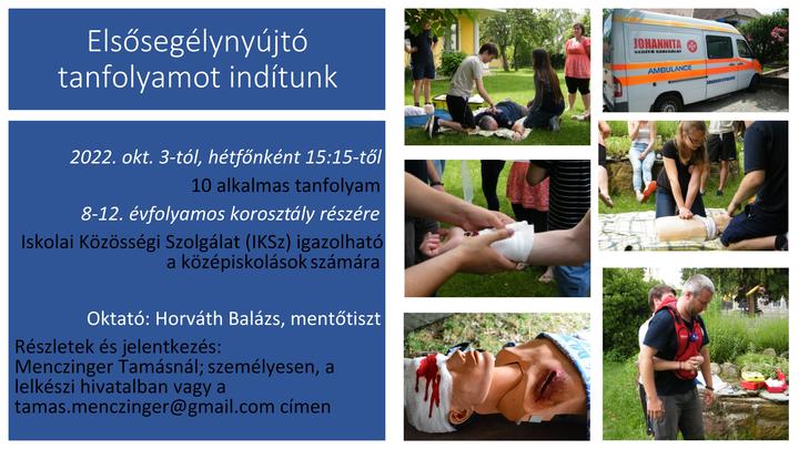 Elsősegélynyújtó tanfolyamot indítunk Elsősegélynyújtó tanfolyamot indítunk